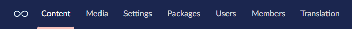 The backoffice header showing the custom logo